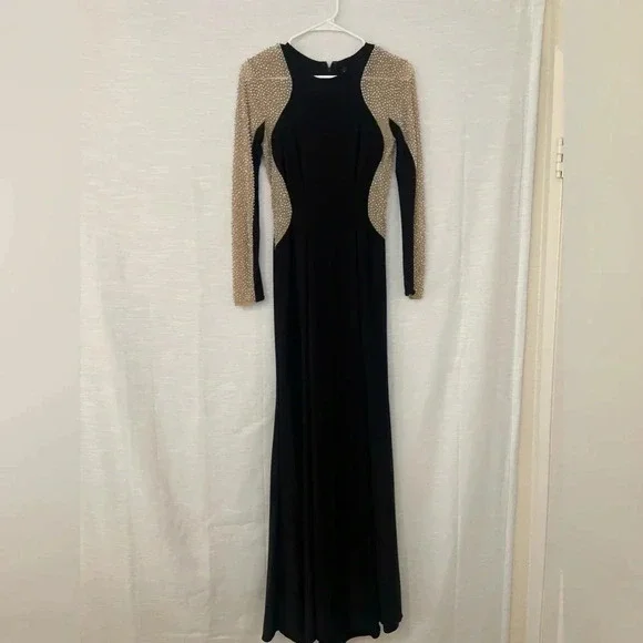 XSCAPE GEORGIA LONG BEADED SLEEVE STRETCH KNIT GOWN - Picture 4 of 13